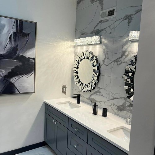 Beautiful marble bathroom renovation work in Cape May County, NJ from Artisan Floors & Interiors