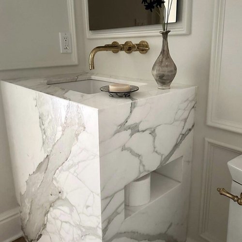 Beautiful marble bathroom work in Cape May County, NJ from Artisan Floors & Interiors